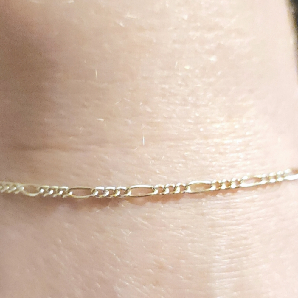 925 BY SS Fine Silver Chain Bracelet 7 Inch Delicate Figaro Links